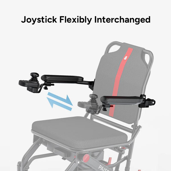 Paiseec Q3 Lightweight Electric Wheelchair With Joystick Interchanging Feature On A White Background