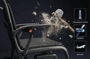 Paiseec Q5 Carbon Fiber Electric Wheelchair With A Dramatic Explosion Effect Showing Icons For Aerospace Rocket Satellite And Aircraft