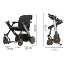 Paiseec W3 Electric Wheelchair Measurement Diagram Unfolded And Folded