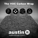 Promotional Graphic For The Austin Air Systems "it" Personal Compact Air Purifier VOC Carbon Wrap, Showing A Close-Up Of A Dark Textured Carbon Filter Pad With Text Explaining Its Ability To Remove Gases, VOCs, Chemicals, And Odors