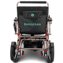 Rear Centered View Of The Bangeran Mammoth EX Electric Wheelchair Shown In Brown And Teal Color