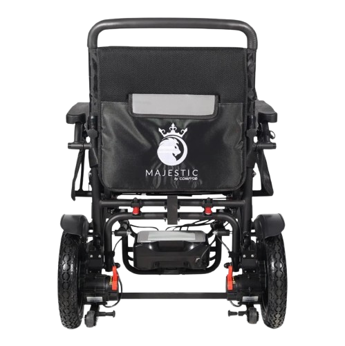 Rear Centered View Of The ComfyGo Majestic 440 HD Remote Controlled Heavy Duty Electric Wheelchair