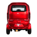 Rear Centered View Of The Green Transporter Q Runner Express Enclosed Mobility Scooter Shown In Red Color