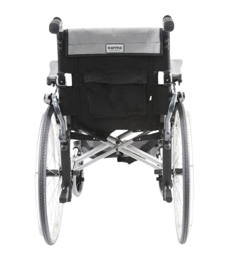 Rear Centered View Of The Karman S-Ergo 305 Wheelchair Shown With Pearl Silver Frame