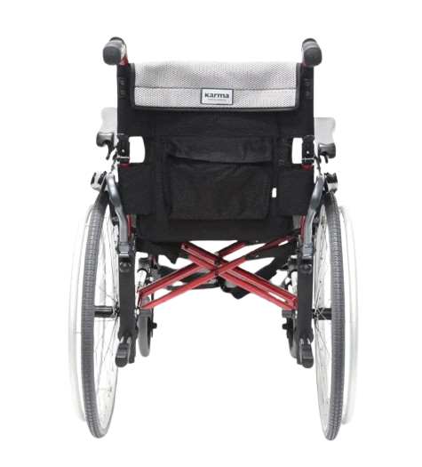 Rear Centered View Of The Karman S-Ergo 305 Wheelchair Shown With Rose Red Frame