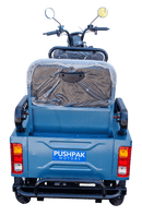 Rear Centered View Of The Pushpak Motors- Pushpak 3000 Two-Person Electric Scooter Shown In Blue Color