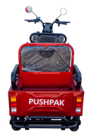 Rear Centered View Of The Pushpak Motors- Pushpak 3000 Two-Person Electric Scooter Shown In Red Color