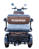Rear Centered View Of The Pushpak Motors- Pushpak 7000 Two-Person Electric Scooter Shown In Gray Color