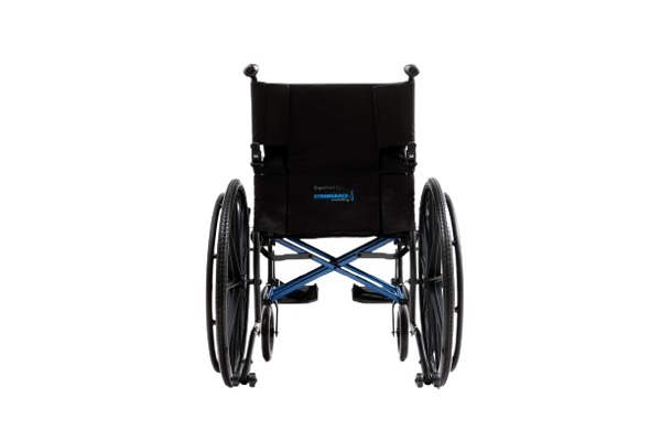 Rear Centered View Of The Strongback ErgoSteel Wheelchair