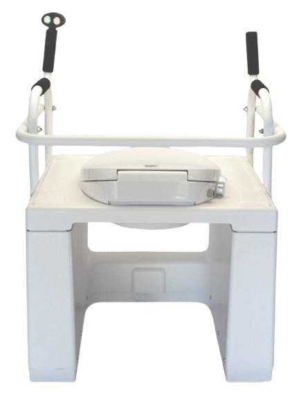 Rear Centered View Of The Throne Buttler Powered Toilet Lift Chair TLFE001 Shown In The Lowered Flat Position