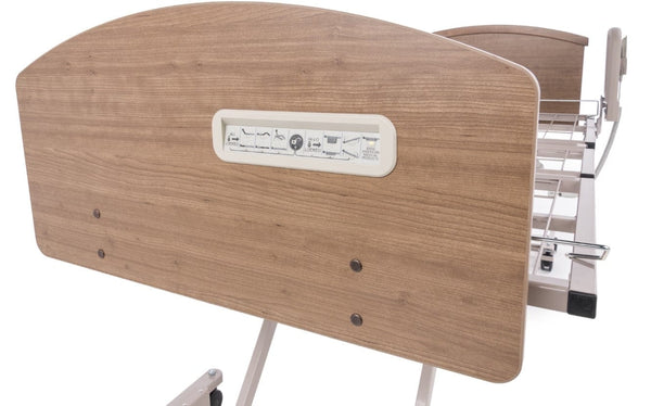 Rear Close Up View Of The Footboard Of The Graham Field Matrix 6200 Hi-Low Hospital Homecare Bed
