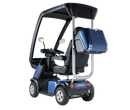 Rear Left Side View Of The AFIKIM Afiscooter C4 Scooter Shown With Optional Hard Top Canopy In The Blue Color