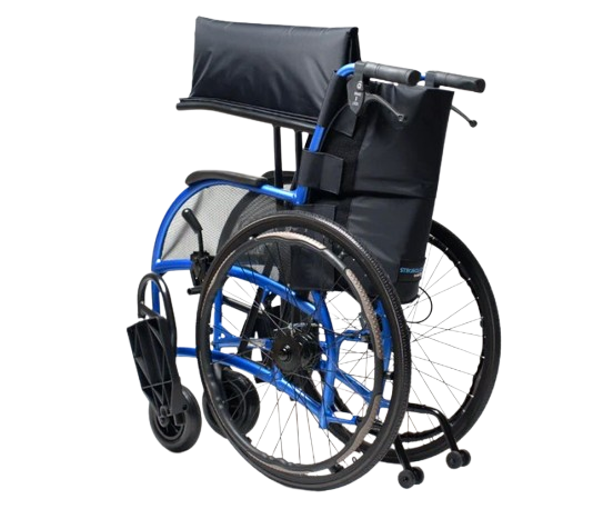 Rear Left Side View Of The Strongback 24 +AB Ultra-Lightweight Wheelchair Shown In The Folded Position