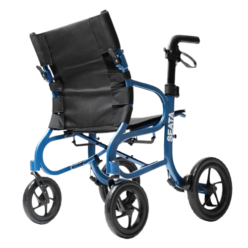 Rear Left Side View Of The Strongback Mobility SEATA Rollator