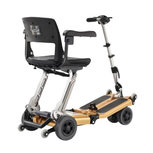 Rear Right Side View Of The FreeRiderUSA Luggie Golden Elite Folding Mobility Scooter
