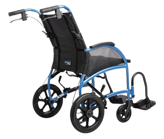 Rear Right Side View Of The Strongback Excursion 12S +AB Lightweight Transport Chair