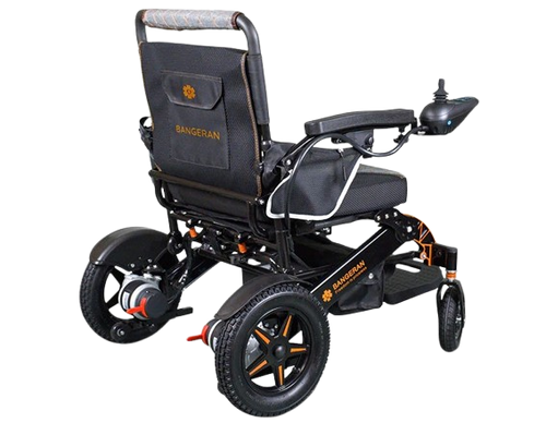 Rear Right View Of The Bangeran Mammoth Electric Wheelchair Shown With Black Color