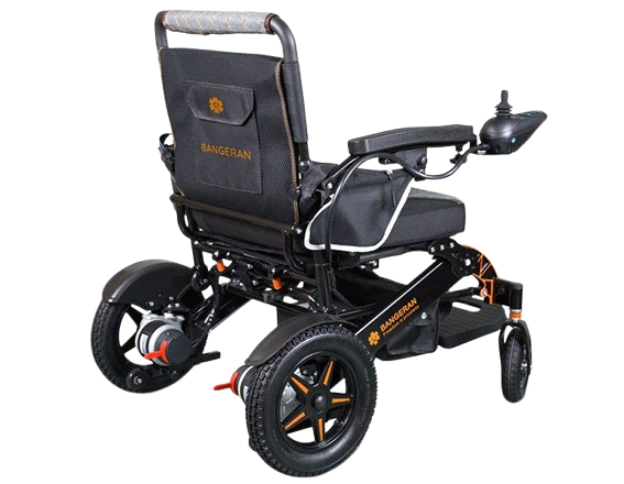Rear Right View Of The Bangeran Mammoth Electric Wheelchair Shown With Black Color