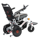 Rear Right View Of The Bangeran Pegasus Kids Pediatric Electric Wheelchair Shown In Silver And Red Color