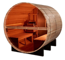 Rear Right View Of The Golden Designs Zurich 4-Person Barrel Sauna | GDI-B024-01