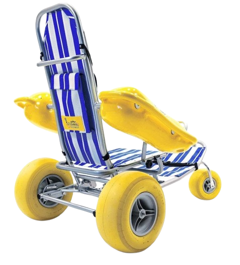Rear View Of The AccessRec WaterWheels Floating Beach Wheelchair
