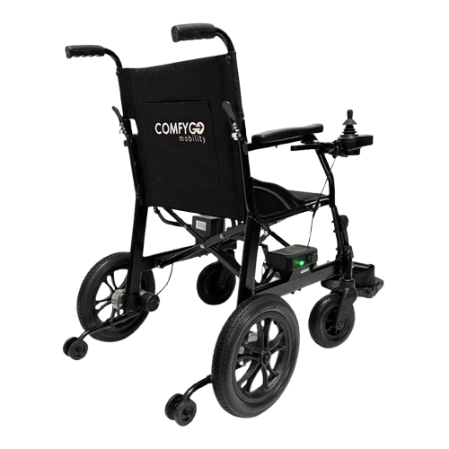 Rear View Of The ComfyGo X-Lite Electric Wheelchair Right Side