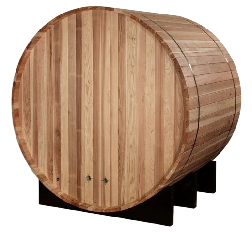 Rear View Of The Golden Designs St. Moritz 2-Person Barrel Sauna | GDI-B002-01