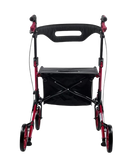 Rear View Of The Journey Breeze UPWalker Rollator Shown In Red Color 
