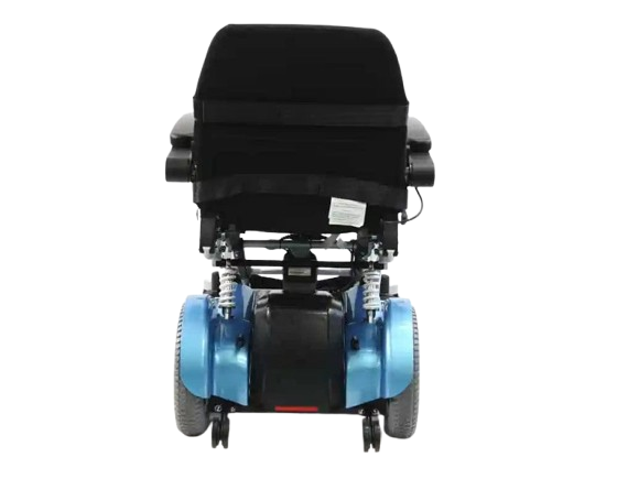 Rear View Of The Karman XO-202 Power Standing Wheelchair In The Seated Position