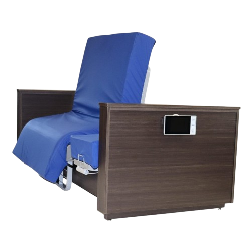 Rear View Of The Med Mizer Active Care Deluxe Rotating Bed In The Chair Position