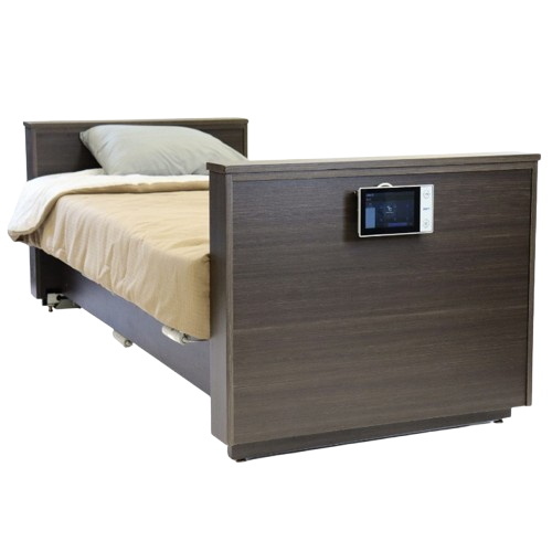 Rear View Of The Med Mizer Active Care Deluxe Rotating Bed With Pillow And Comforter 