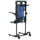 Rear View Of The Mobile Patient Lift Buddy Motorized Floor To Seat Fall Recovery Patient Lift Chair For Seniors Shown In The Elevated Position
