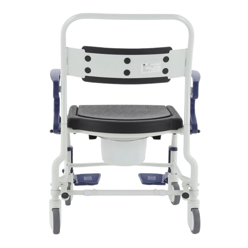 Rear View Of The Rebotec Dallas Bariatric Shower Commode Chair With Armrests And Leg Rests In Standard Position 