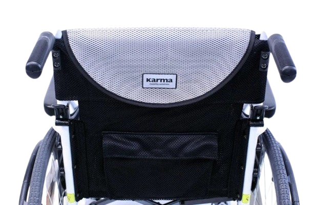 Rear View Of The Storage Pouch Karman S-Ergo 115 Wheelchair Shown With White Frame