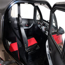 Right Side View Of The Green Transporter Q Express Enclosed Mobility Scooter Interior Shown In Red And Black Color