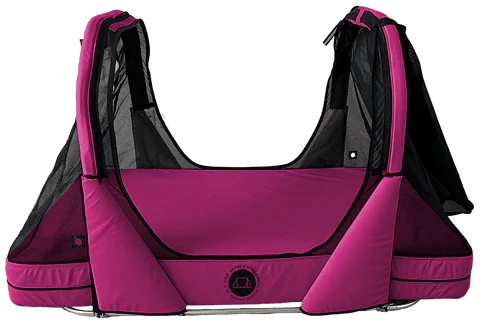 Right Side View Of The Abram's Nation Safety Sleeper 400 Model Shown With An Open Tent Configuration In Hot Pink Color