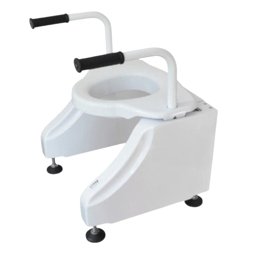 Right Side View Of The ArGo Electric Toilet Lift Shown In The Lowered Position