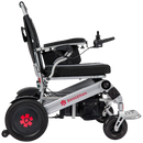 Right Side View Of The Bangeran Mammoth EX Automatic Folding Electric Wheelchair Shown In Silver And Red Color