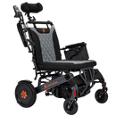Right Side View Of The Bangeran Mammoth EX Automatic Recline Electric Wheelchair Shown In Black And Orange Color With Armrest Raised
