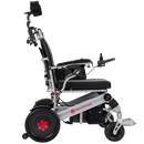 Right Side View Of The Bangeran Mammoth EX Automatic Recline Electric Wheelchair Shown In Silver And Red Color 