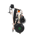 Right Side View Of The Bangeran Pegasus Cerebral Palsy Kids Electric Wheelchair Shown In Green Color In The Folded Position