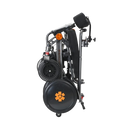 Right Side View Of The Bangeran Pegasus Cerebral Palsy Kids Electric Wheelchair Shown In Orange Color In The Folded Position