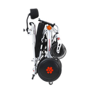 Right Side View Of The Bangeran Pegasus Cerebral Palsy Kids Electric Wheelchair Shown In Red Color In The Folded Position