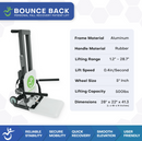 Right Side View Of The Bounce Back Fall Recovery Sit To Stand Patient Lift With Its Specifications Listed