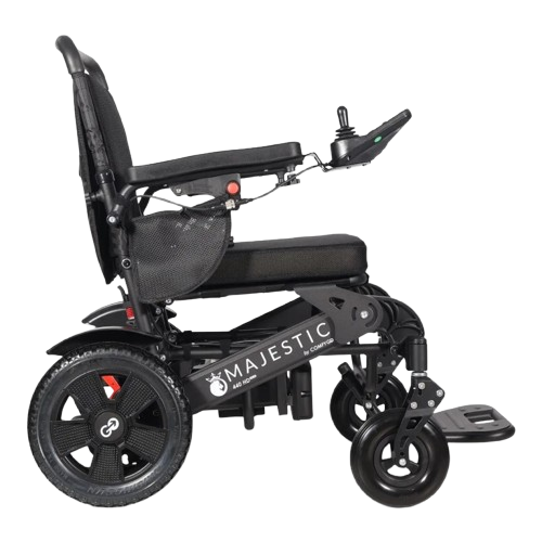 Right Side View Of The ComfyGo Majestic 440 HD Remote Controlled Heavy Duty Electric Wheelchair
