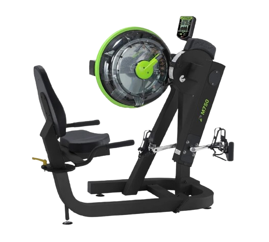 Right Side View Of The Dynamic Fluid Fitness M750 Cycle XT Shown With Pedals In The Lower Body Position