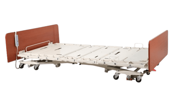 Right Side View Of The Emerald Infinity Max UltraWide Expandable Homecare Bed Shown In The Flat Position