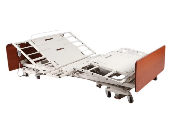 Right Side View Of The Emerald Infinity Max UltraWide Expandable Homecare Bed Shown In The Flat Position With Head And Leg Articulation
