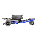 Right Side View Of The FreeRiderUSA Luggie Standard Folding Mobility Scooter Shown In The Flat Folded Position In The Blue Color