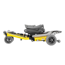 Right Side View Of The FreeRiderUSA Luggie Standard Folding Mobility Scooter Shown In The Flat Folded Position In The Yellow Color